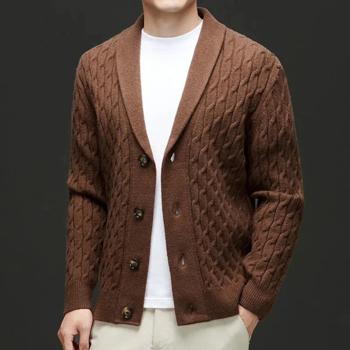 Derek Shawl Collar Cable Knit Cardigan