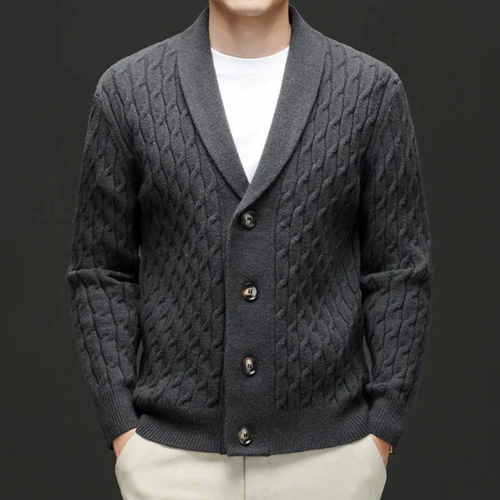 Derek Shawl Collar Cable Knit Cardigan