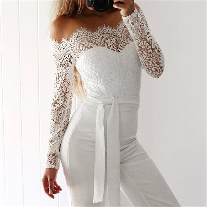 LS | Women Sophisticated Off Shoulder Jumpsuit Lion Style