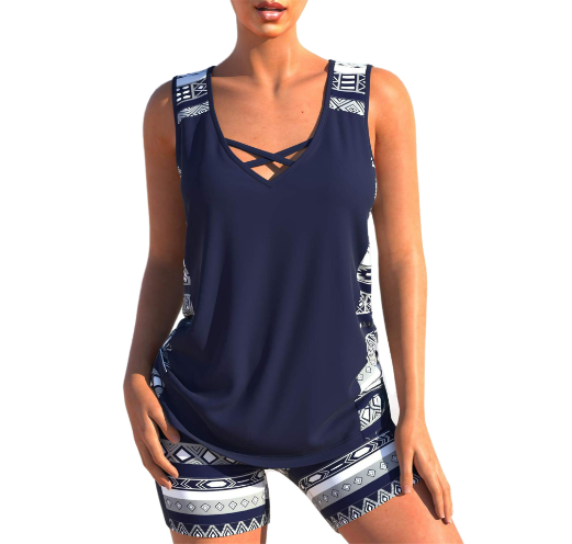 Drune Tankini Set | Summery tankini set with geometric V-neck 5