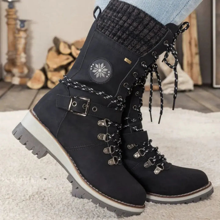 Ella Women’s Lace-Up Knit Cuff Snow Boots