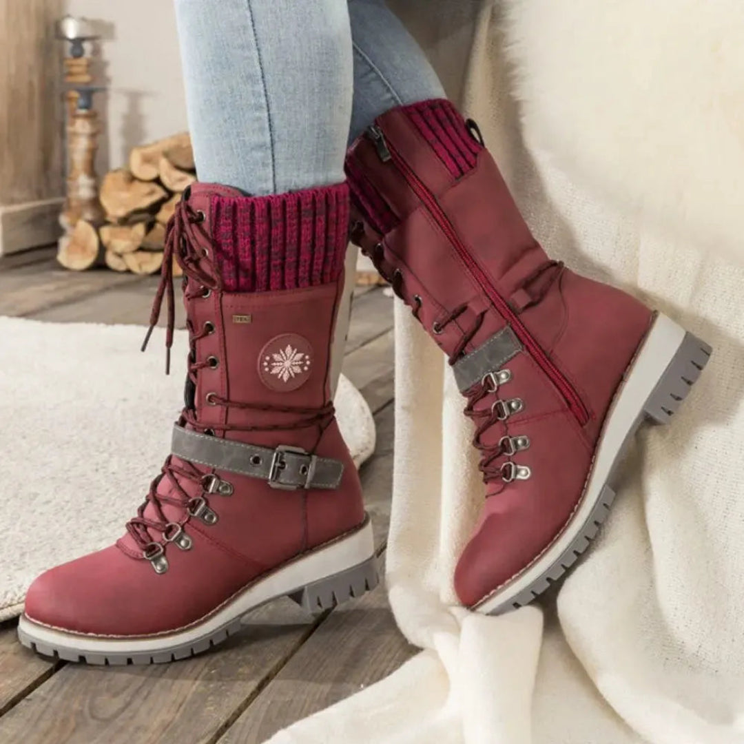Ella Women’s Lace-Up Knit Cuff Snow Boots