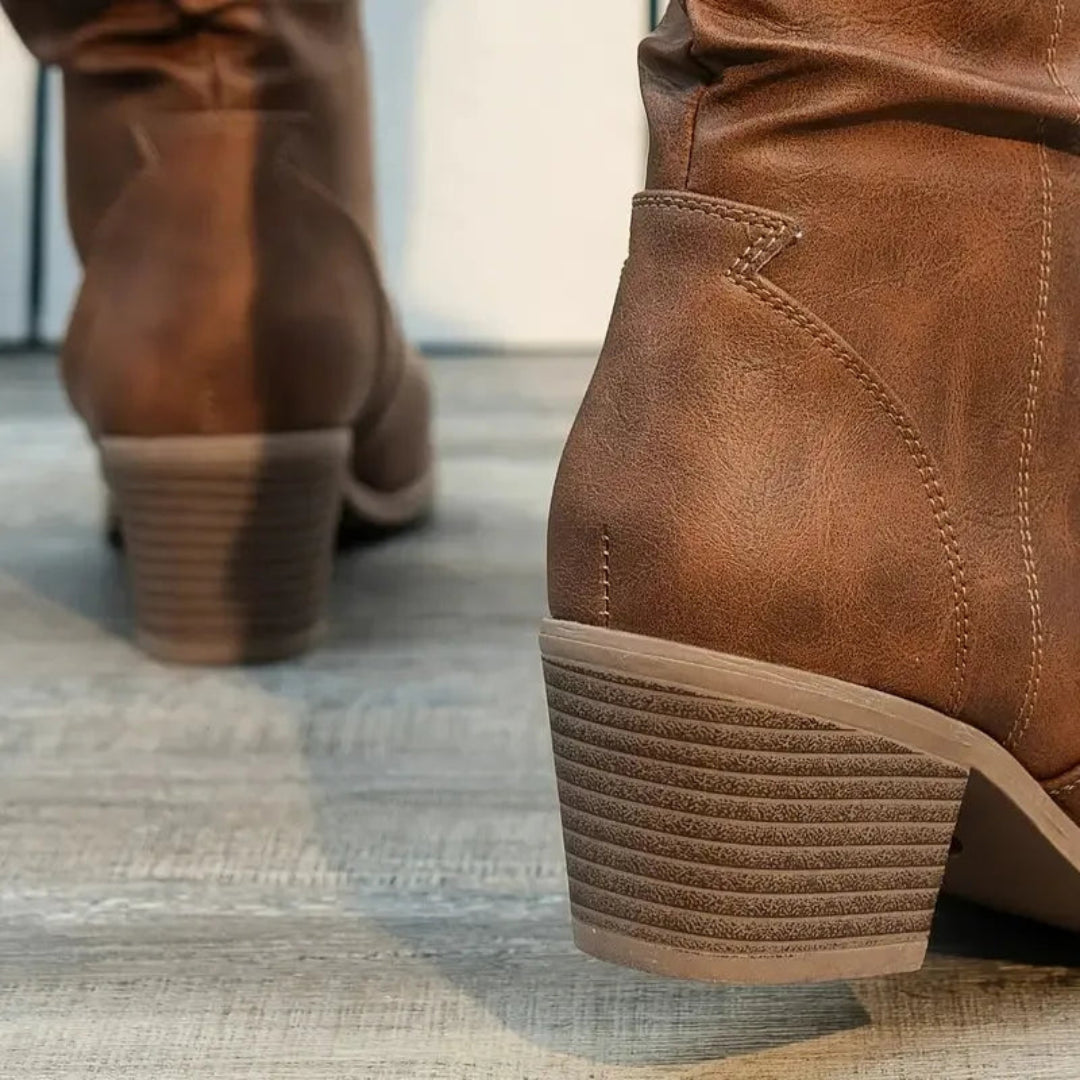 Georgina Mid-Calf Slouch Block Heel Boots