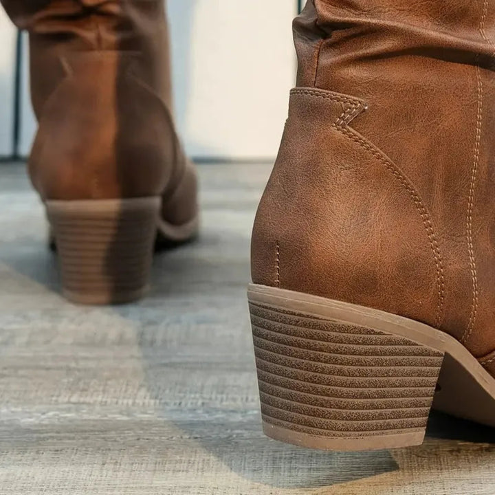 Georgina Mid-Calf Slouch Block Heel Boots