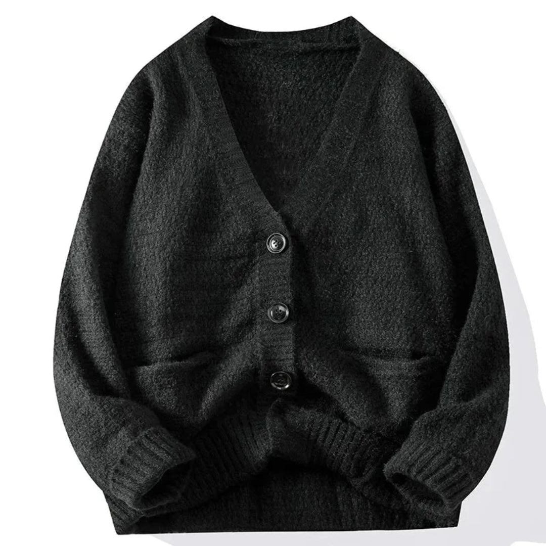 Graham Textured V-Neck Knit Cardigan
