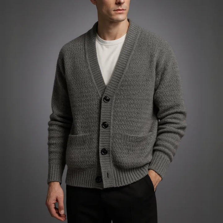Graham Textured V-Neck Knit Cardigan