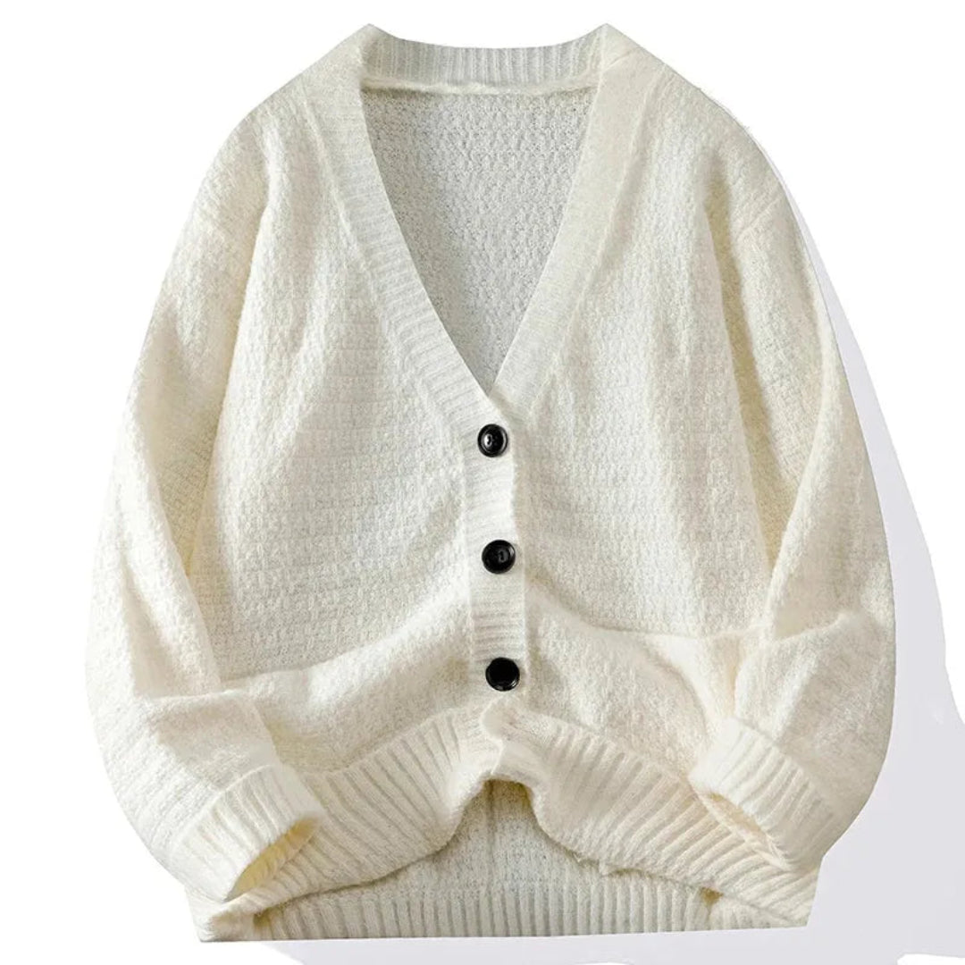 Graham Textured V-Neck Knit Cardigan