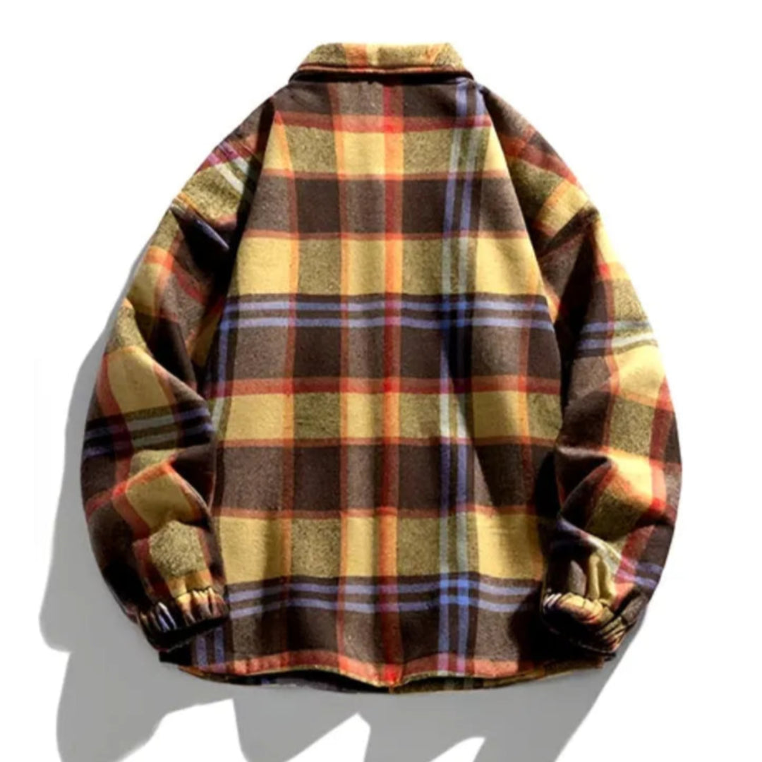 Hans Plaid Button-Up Wool Coat