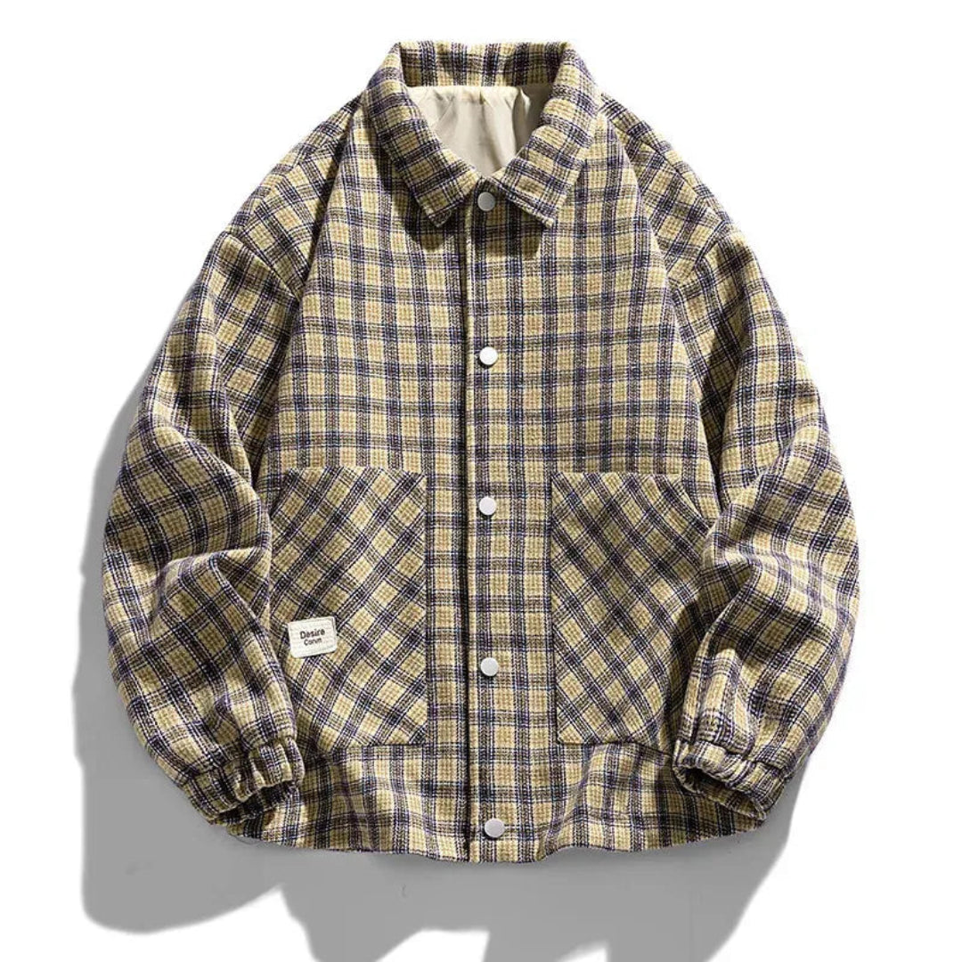 Hans Plaid Button-Up Wool Coat