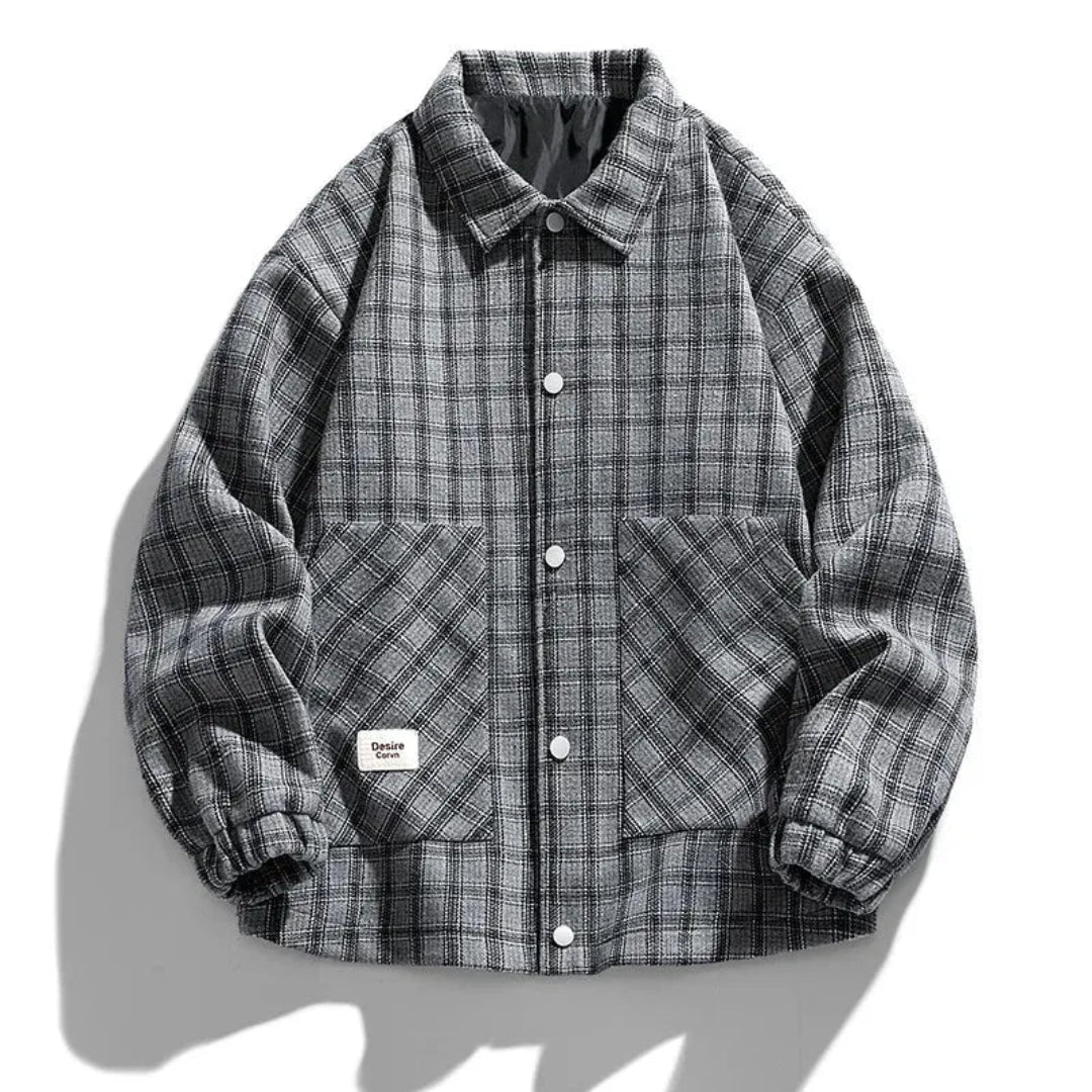 Hans Plaid Button-Up Wool Coat