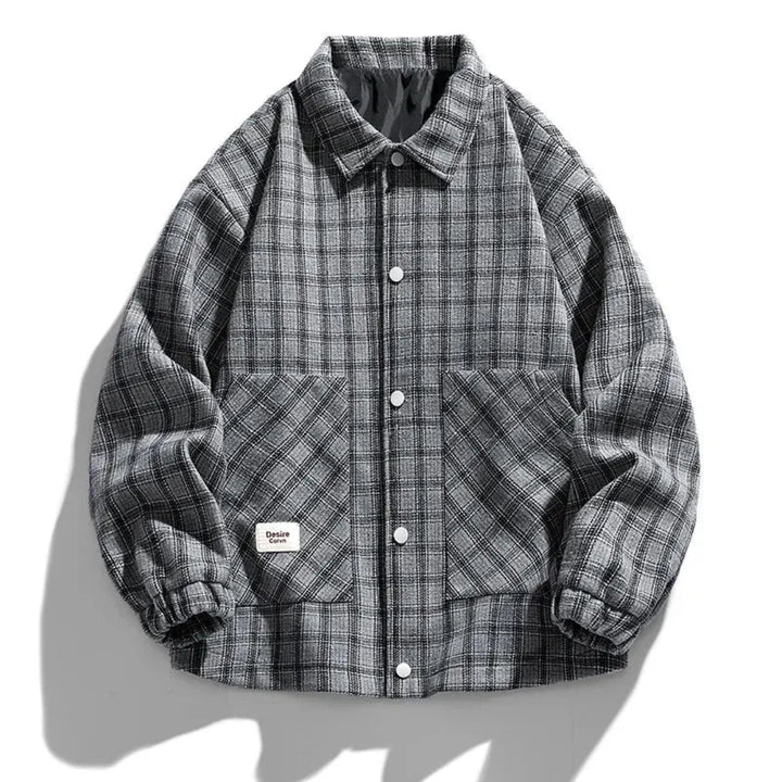 Hans Plaid Button-Up Wool Coat