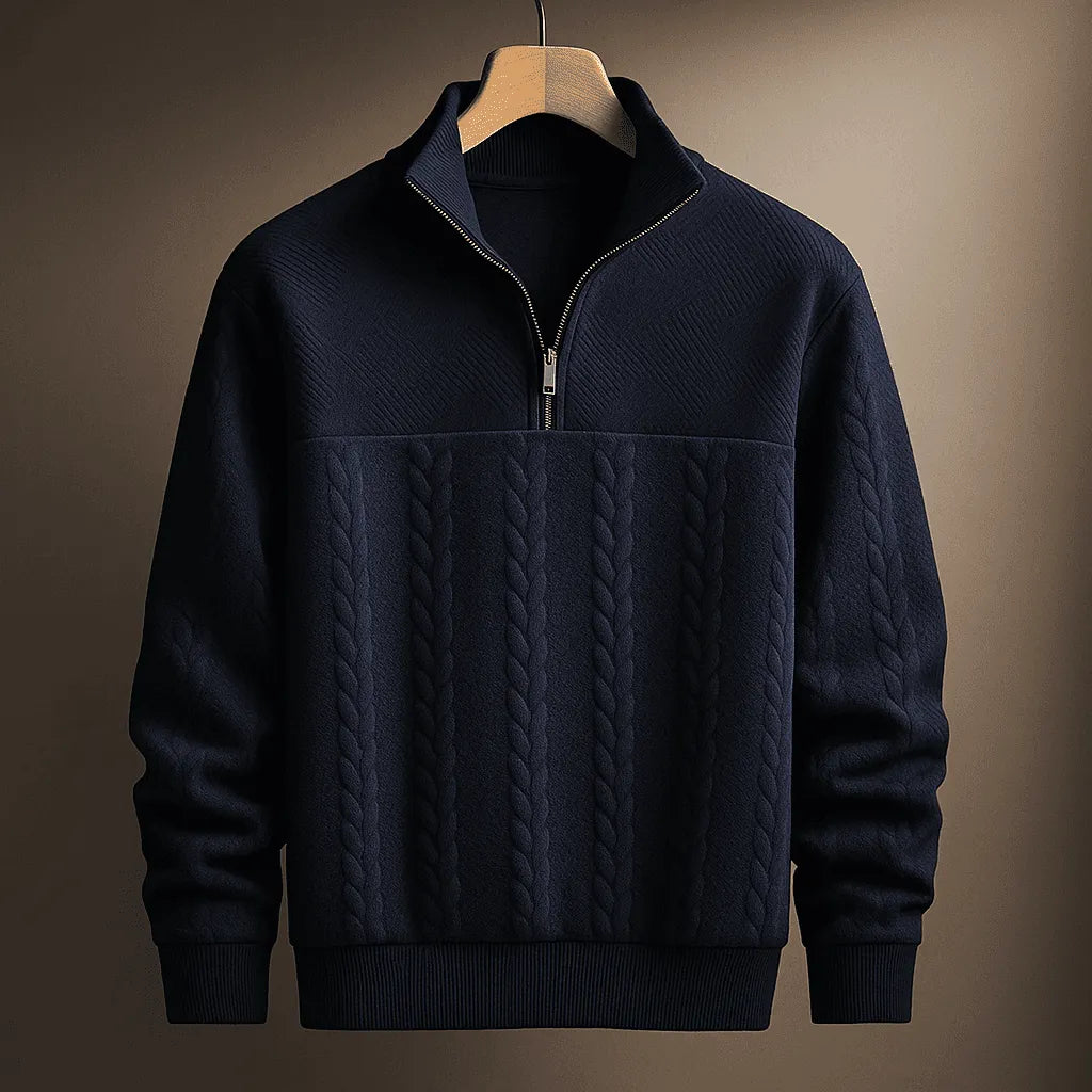 Jim Men’s Cable-Knit Quarter-Zip Sweater