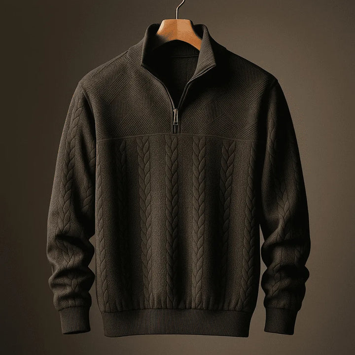 Jim Men’s Cable-Knit Quarter-Zip Sweater