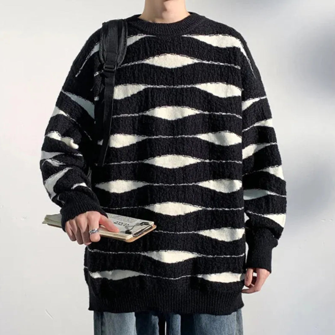 Jacob Wave Patterned Knit Sweater