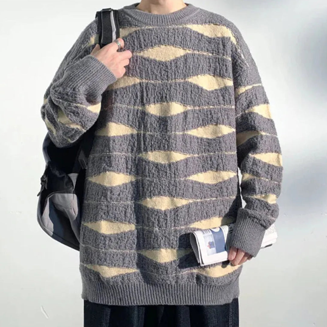 Jacob Wave Patterned Knit Sweater