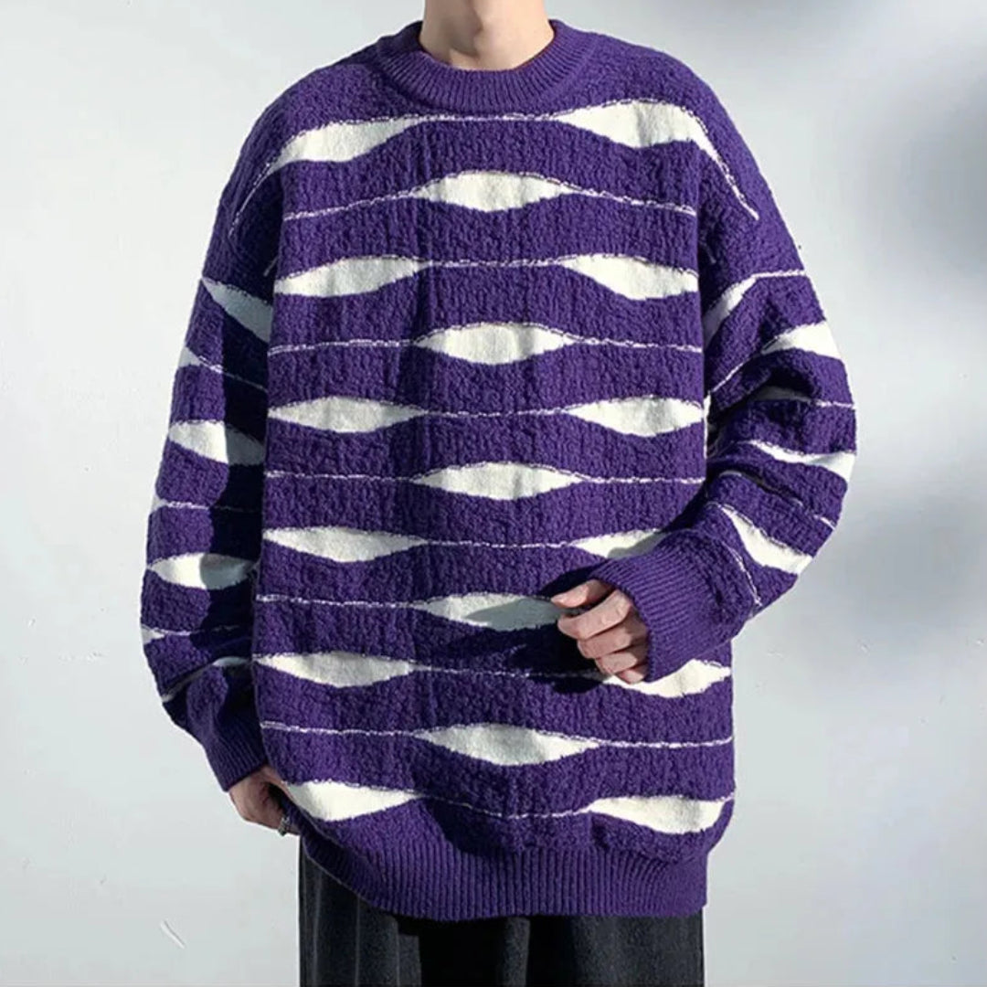Jacob Wave Patterned Knit Sweater