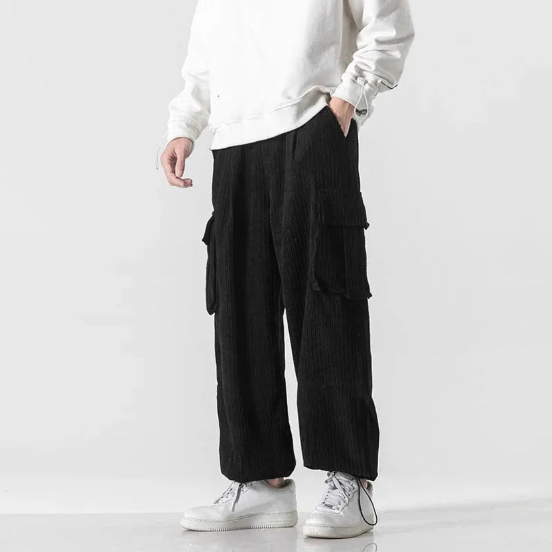 Jeremiah Wide-Leg Corduroy Cargo Pants