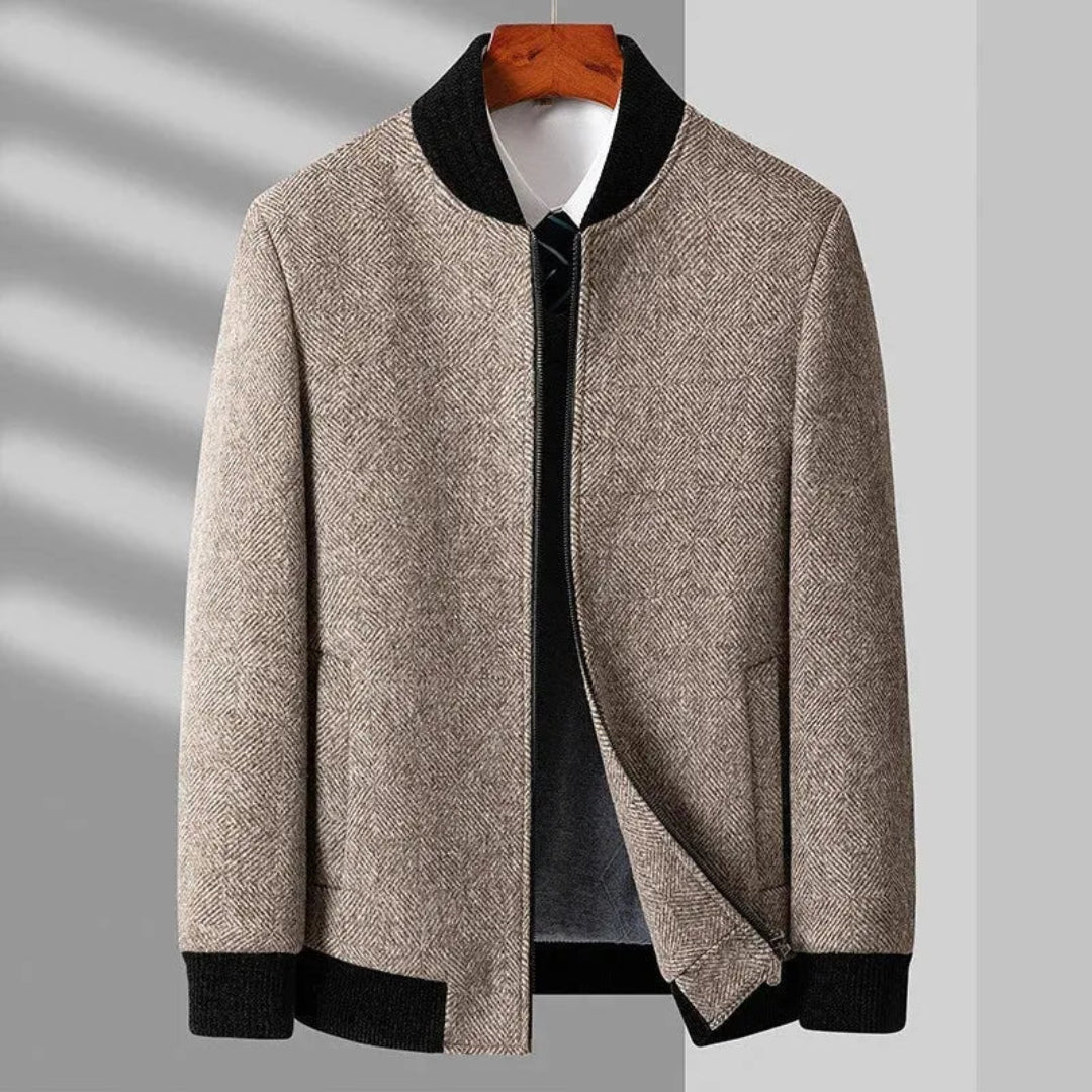 John Classic Wool Herringbone Overcoat