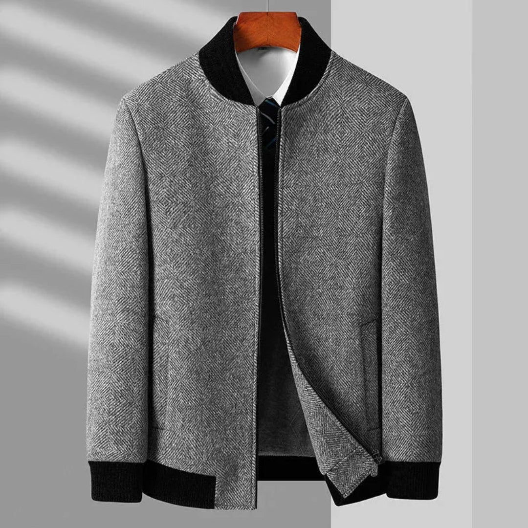 John Classic Wool Herringbone Overcoat
