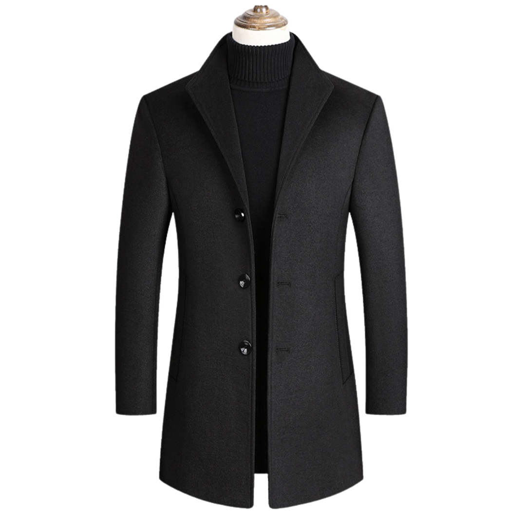 LS | Ashton Stand Collar Tailored Overcoat Lion Style