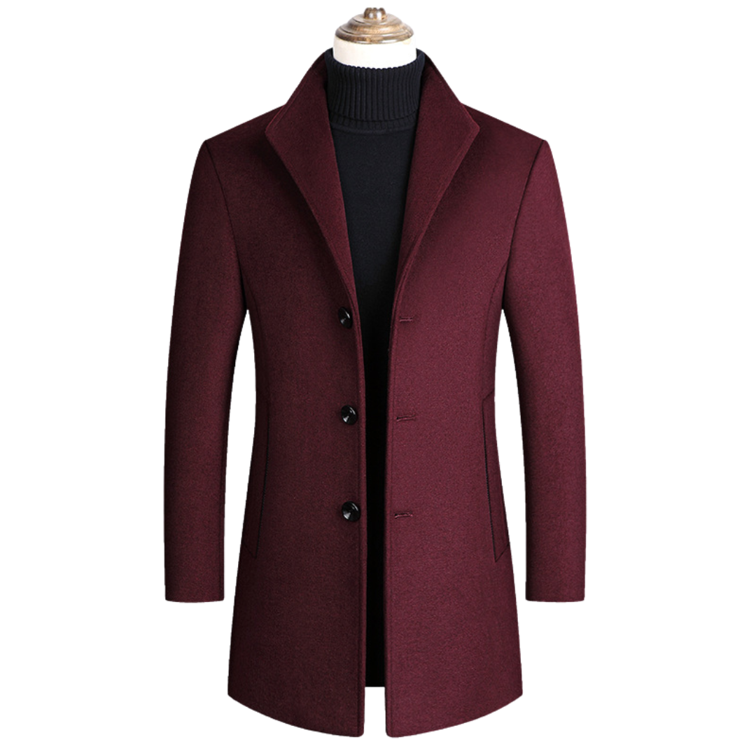 LS | Ashton Stand Collar Tailored Overcoat Lion Style