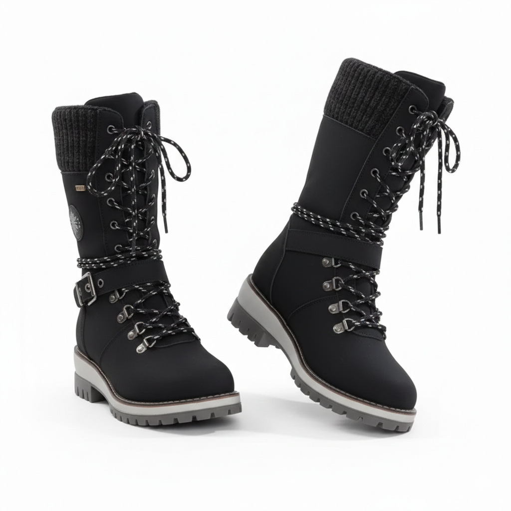 LS | Ella Women’s Lace-Up Knit Cuff Snow Boots Lion Style