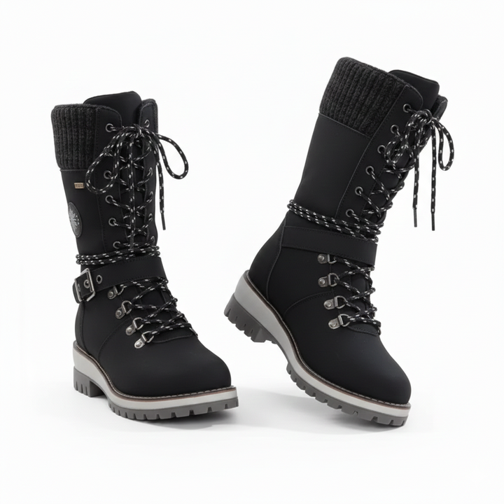 LS | Ella Women’s Lace-Up Knit Cuff Snow Boots Lion Style