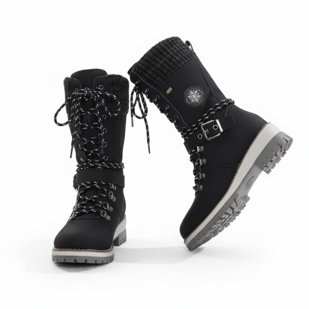LS | Ella Women’s Lace-Up Knit Cuff Snow Boots Lion Style
