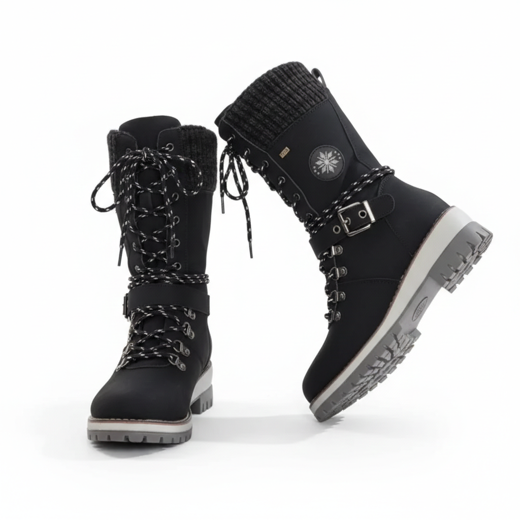 LS | Ella Women’s Lace-Up Knit Cuff Snow Boots Lion Style