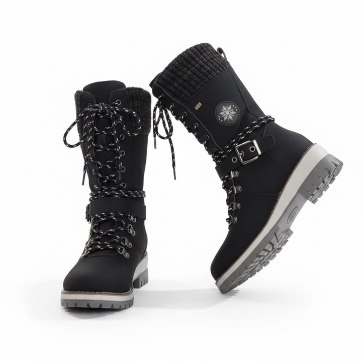 LS | Ella Women’s Lace-Up Knit Cuff Snow Boots Lion Style