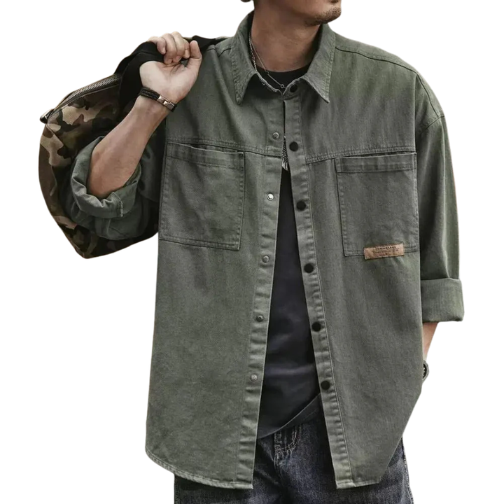 LS | Men Retro Button-Up Long Sleeves Lion Style
