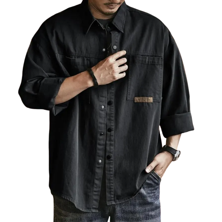 LS | Men Retro Button-Up Long Sleeves Lion Style