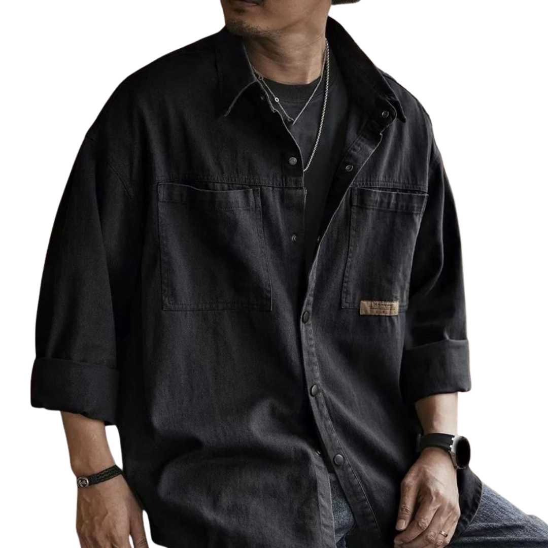 LS | Men Retro Button-Up Long Sleeves Lion Style