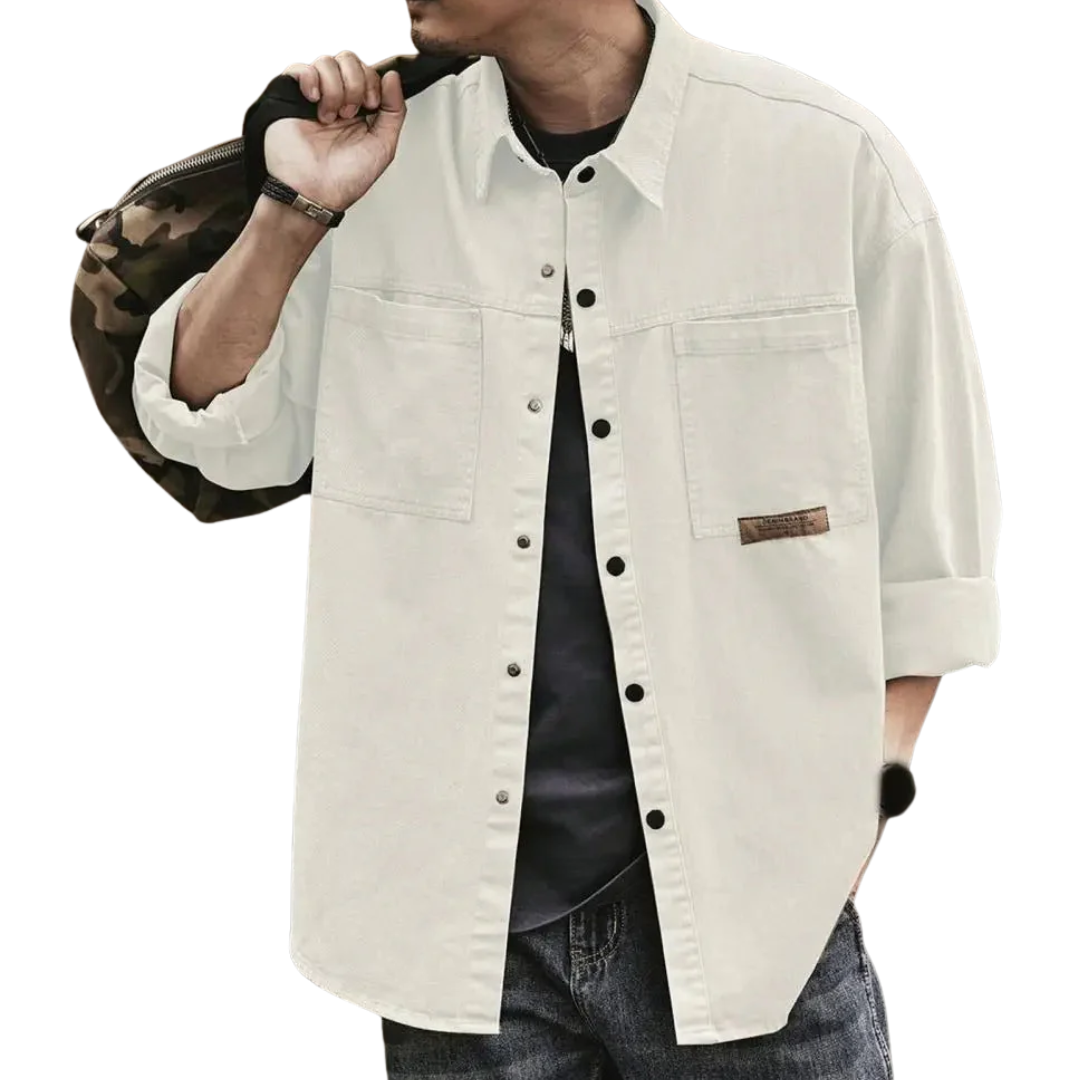 LS | Men Retro Button-Up Long Sleeves Lion Style