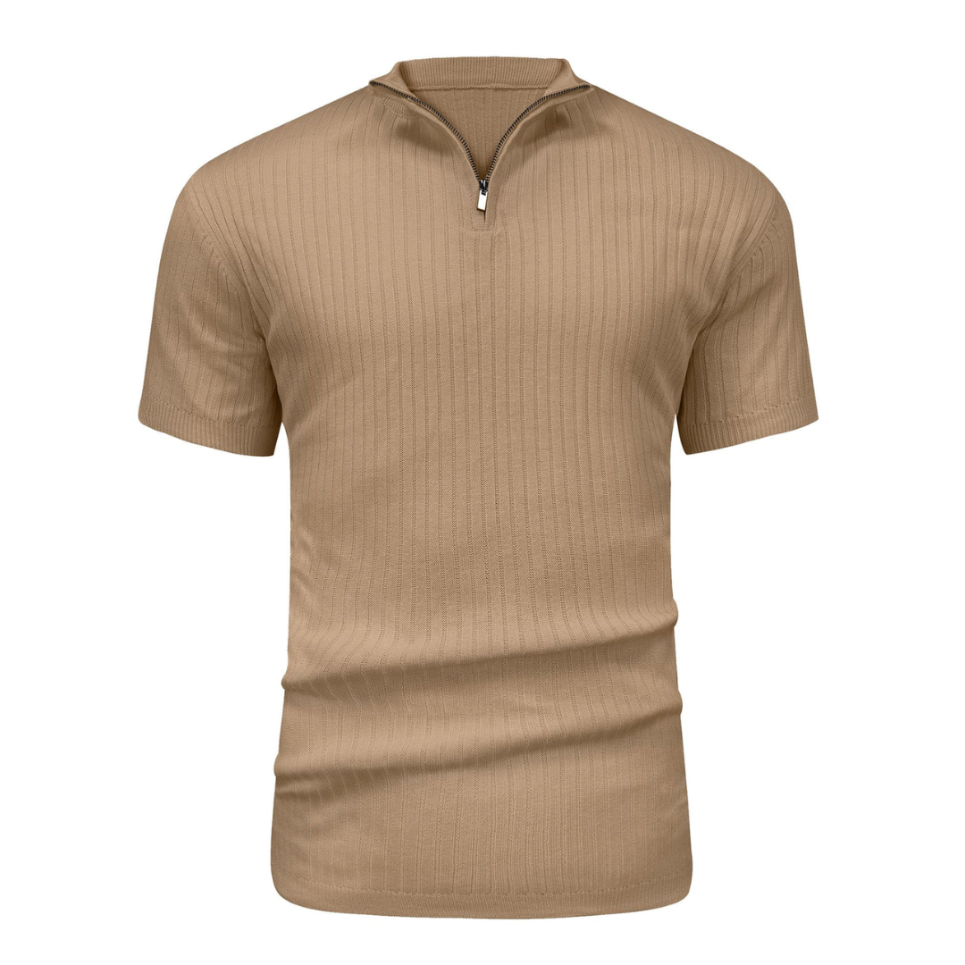 LS | Men’s Rib Zip Fit Polo Shirt