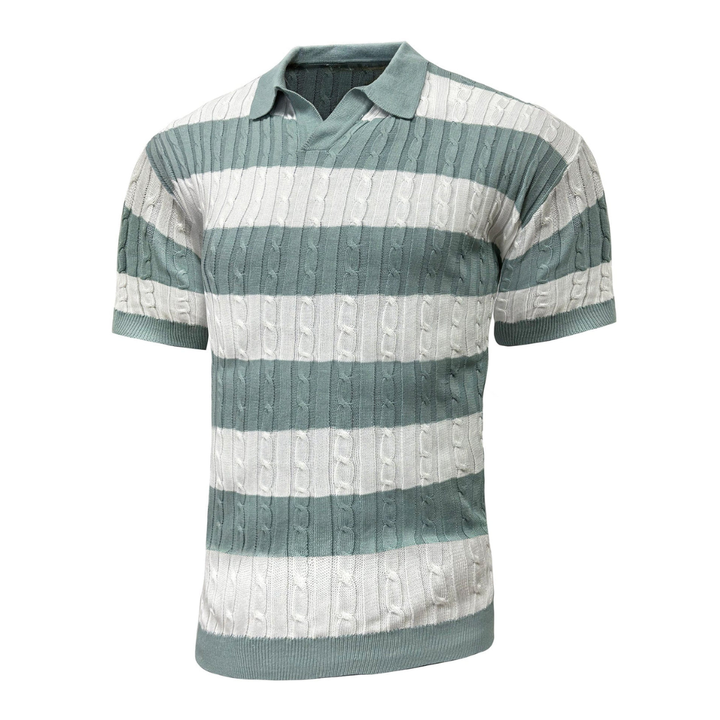 LS | Men’s Striped Cable Knit Polo Shirt