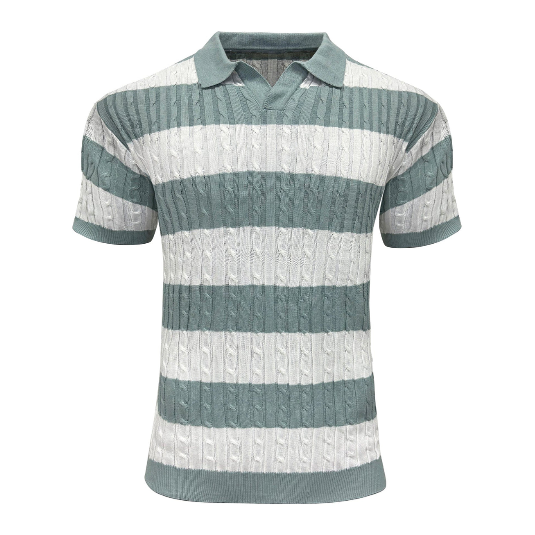 LS | Men’s Striped Cable Knit Polo Shirt