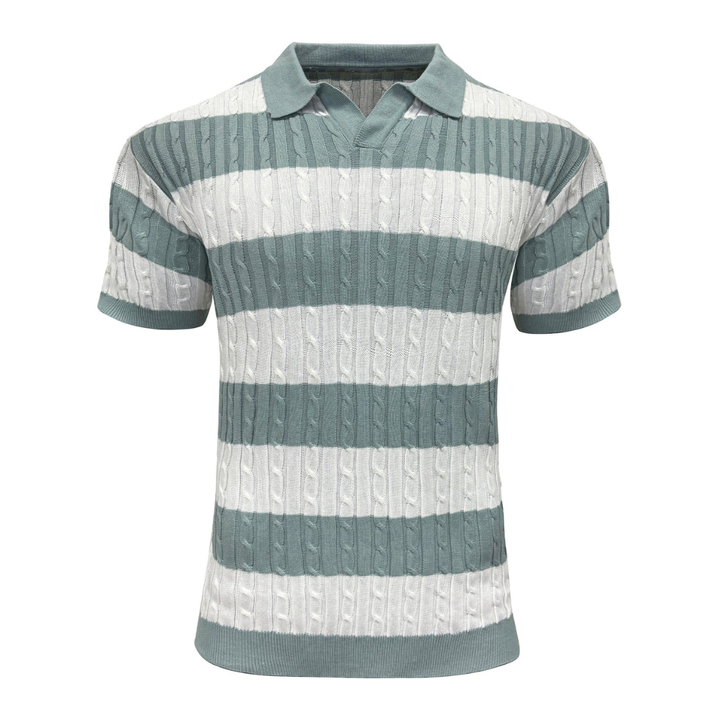 LS | Men’s Striped Cable Knit Polo Shirt