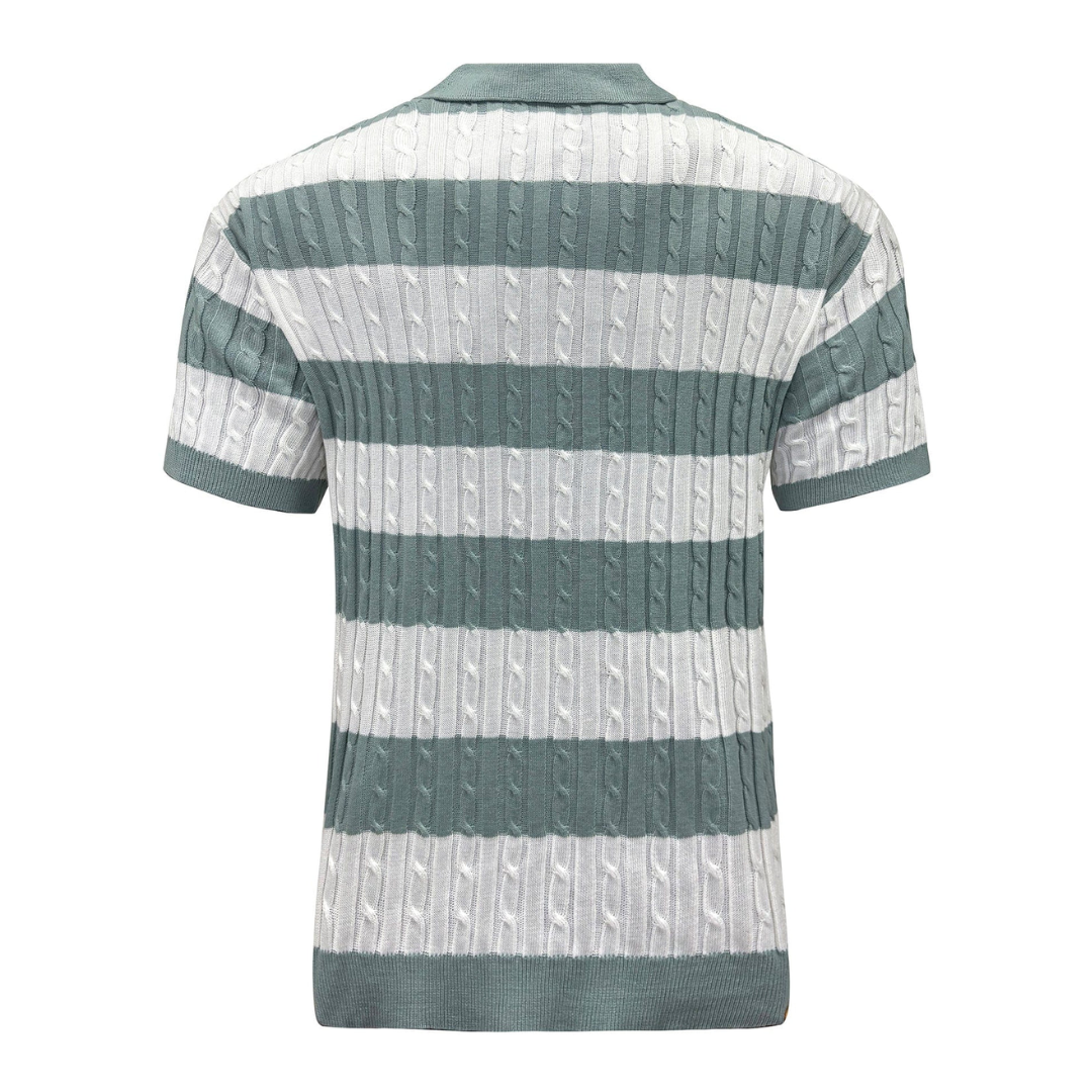 LS | Men’s Striped Cable Knit Polo Shirt