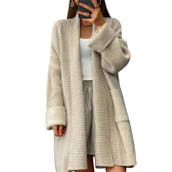 LS | Pamela Oversized Longline Ribbed Knit Cardigan Lion Style