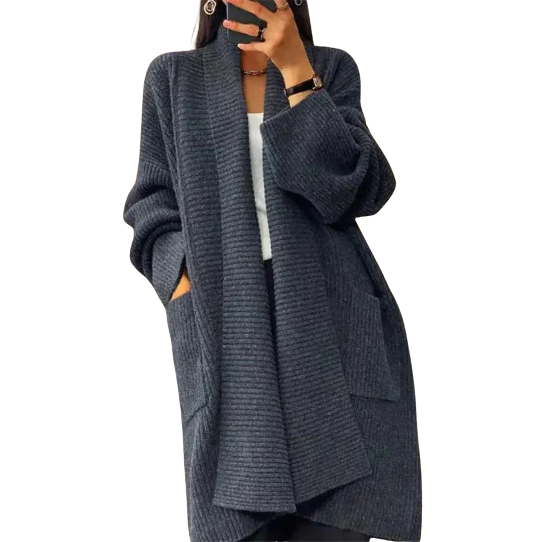 LS | Pamela Oversized Longline Ribbed Knit Cardigan Lion Style