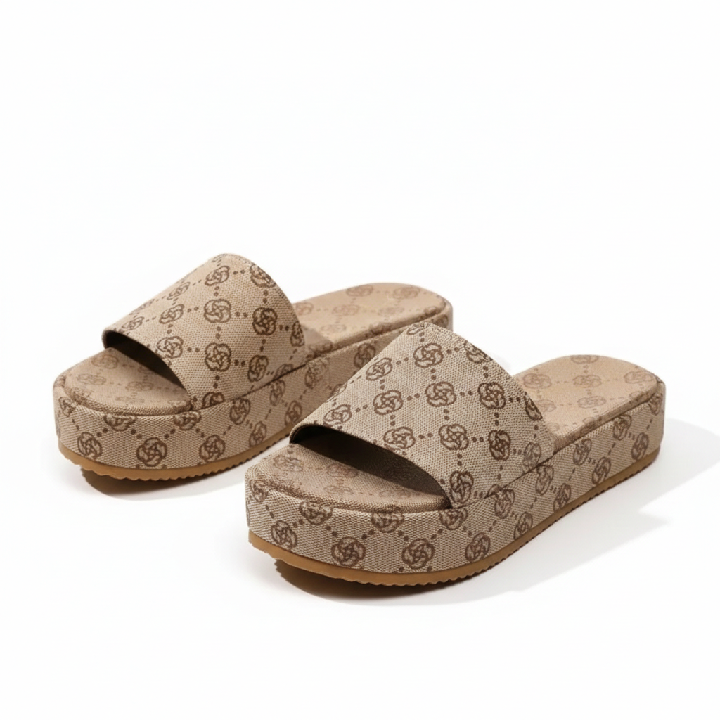 LS | Sienna Monogram Platform Sandals Lion Style