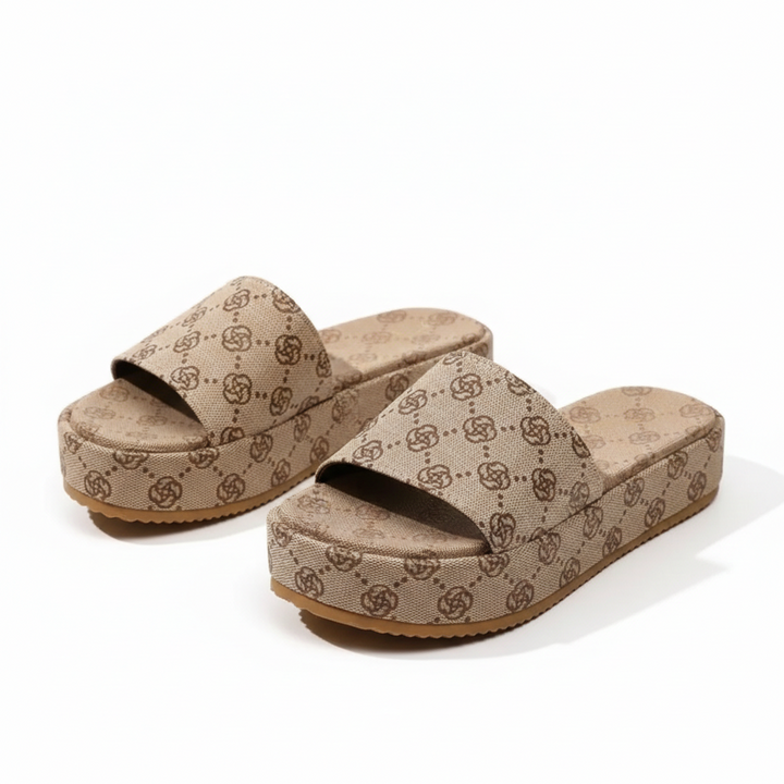 LS | Sienna Monogram Platform Sandals Lion Style
