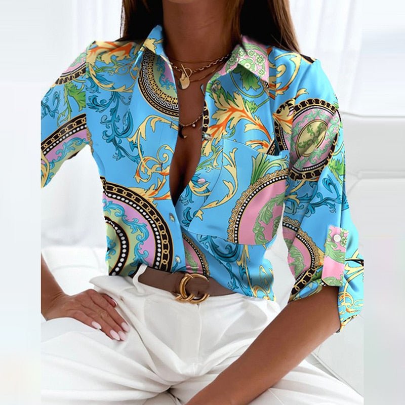 LS | Women Abstract Casual Blouse Lion Style