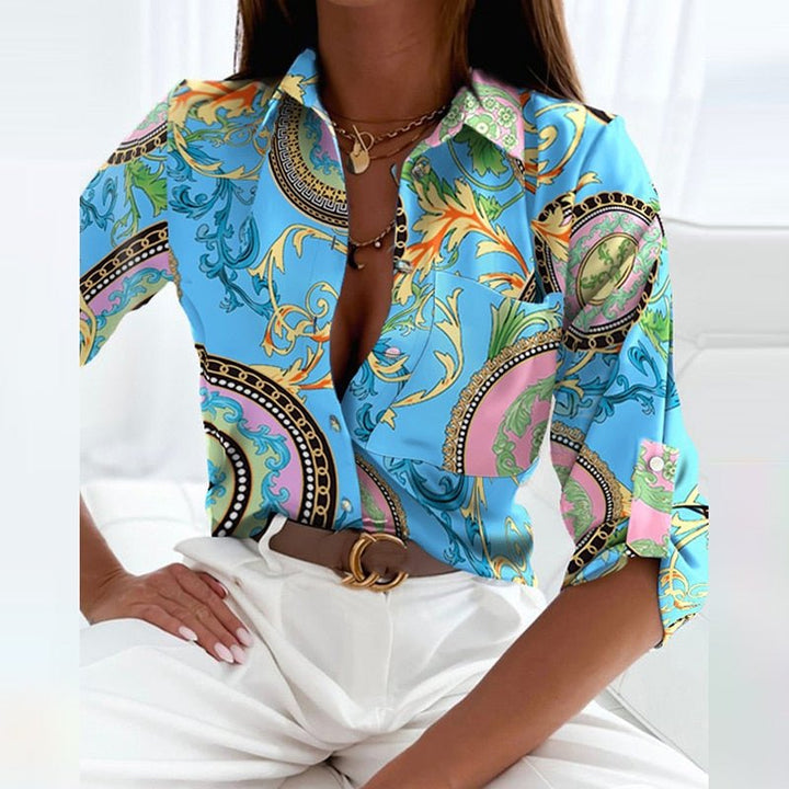 LS | Women Abstract Casual Blouse Lion Style