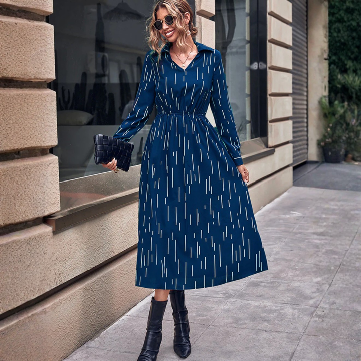 LS | Women Abstract Dash Midi Dress Lion Style