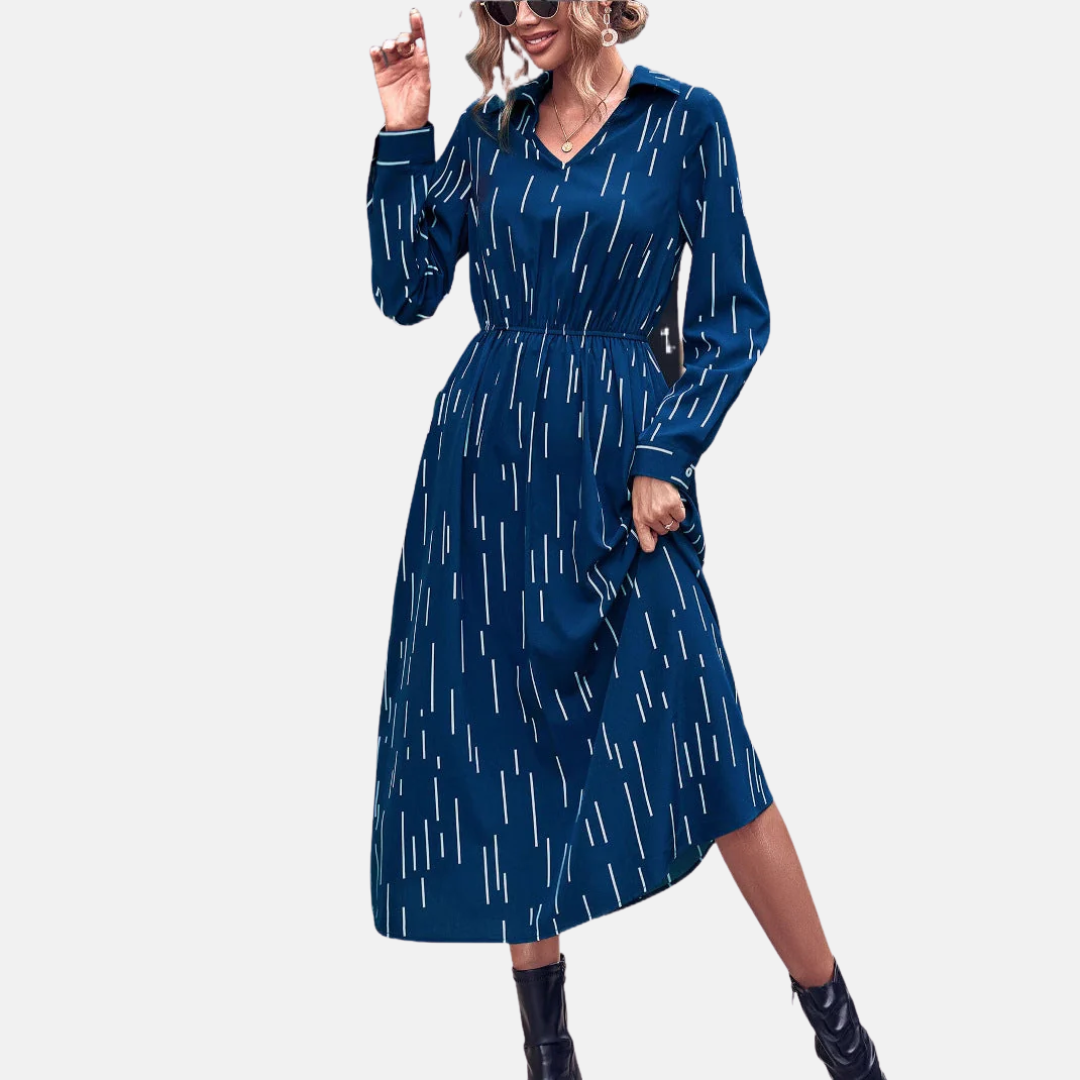 LS | Women Abstract Dash Midi Dress Lion Style