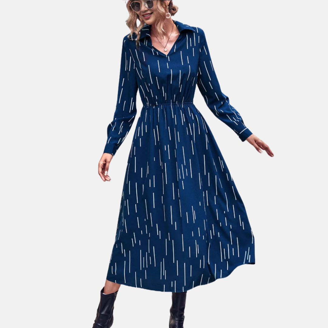 LS | Women Abstract Dash Midi Dress Lion Style