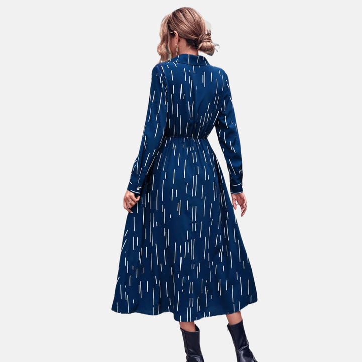 LS | Women Abstract Dash Midi Dress Lion Style