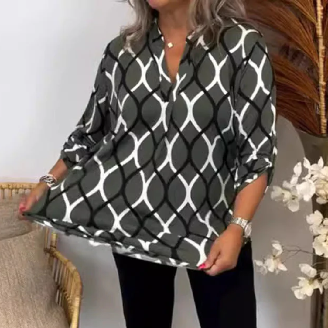 LS | Women Abstract Pattern Blouse Lion Style